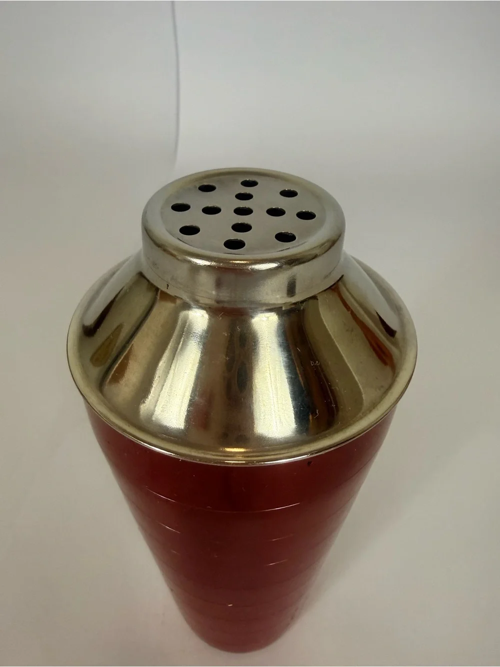 Retro Style Red Silver Metal Cocktail Shaker Mixer India 10”